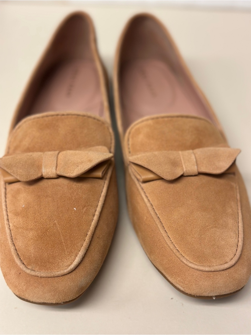 Cole Haan Women's Suede Bow Loafers in Cognac Tan